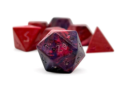 Gamers Guild AZ Norse Foundry Norse Foundry: Red Striped Wood - 7 Piece RPG Wooden Dice Set Norse Foundry