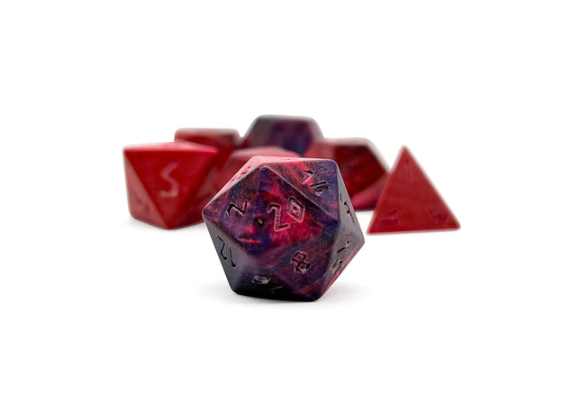 Gamers Guild AZ Norse Foundry Norse Foundry: Red Striped Wood - 7 Piece RPG Wooden Dice Set Norse Foundry