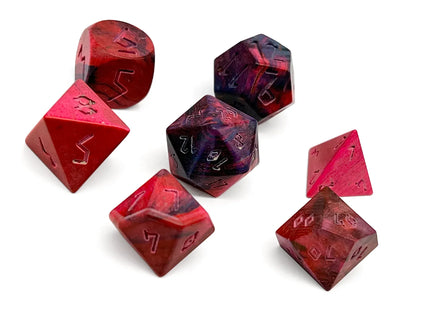 Gamers Guild AZ Norse Foundry Norse Foundry: Red Striped Wood - 7 Piece RPG Wooden Dice Set Norse Foundry