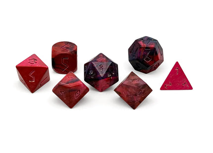 Gamers Guild AZ Norse Foundry Norse Foundry: Red Striped Wood - 7 Piece RPG Wooden Dice Set Norse Foundry