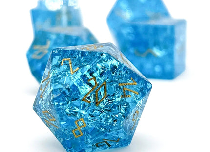 Gamers Guild AZ Norse Foundry Norse Foundry: Shattered Zircon Aquamarine - 7 Piece RPG Set Zircon Glass Dice Norse Foundry