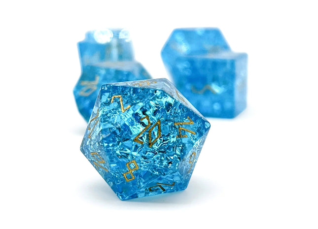 Gamers Guild AZ Norse Foundry Norse Foundry: Shattered Zircon Aquamarine - 7 Piece RPG Set Zircon Glass Dice Norse Foundry