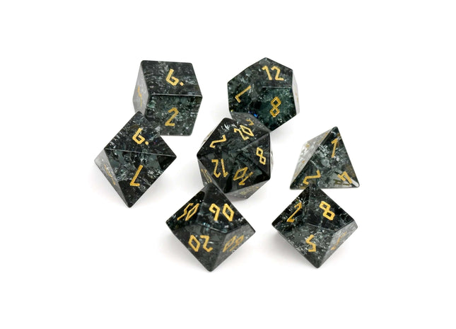 Gamers Guild AZ Norse Foundry Norse Foundry: Shattered Zircon Smoke - 7 Piece RPG Set Zircon Glass Dice Norse Foundry