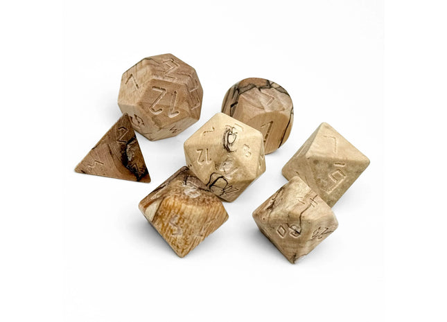 Gamers Guild AZ Norse Foundry Norse Foundry: Spalted Tamarind Wood - 7 Piece RPG Wooden Dice Set Norse Foundry