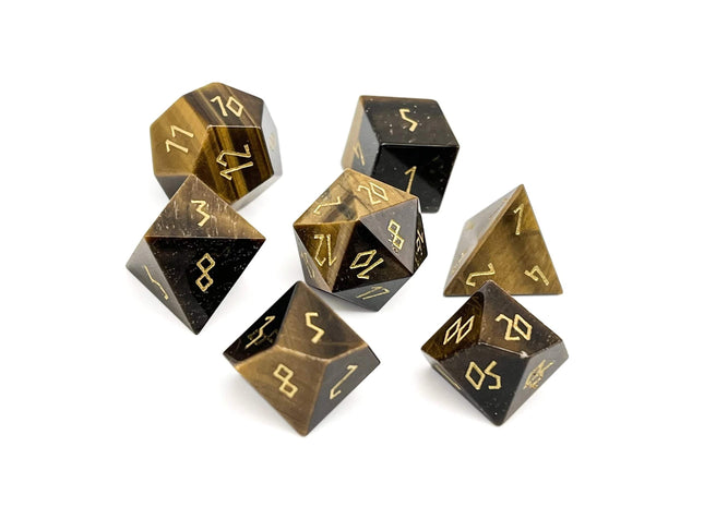 Gamers Guild AZ Norse Foundry Norse Foundry: Tiger's Eye - Pebble RPG Set Gemstone Dice Norse Foundry