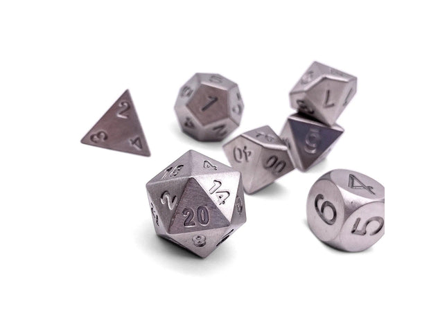 Gamers Guild AZ Norse Foundry Norse Foundry: Titanium - 7 Piece RPG Set True Metal Dice Norse Foundry