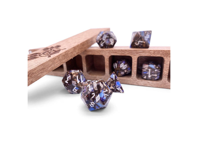 Gamers Guild AZ Norse Foundry Norse Foundry TruStone Dice - 7-Piece Set - Copper Blue Imperial Jasper Norse Foundry