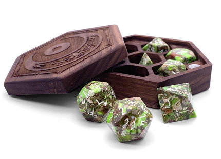 Gamers Guild AZ Norse Foundry Norse Foundry TruStone Dice - 7-Piece Set - Lime Green Imperial Jasper Norse Foundry