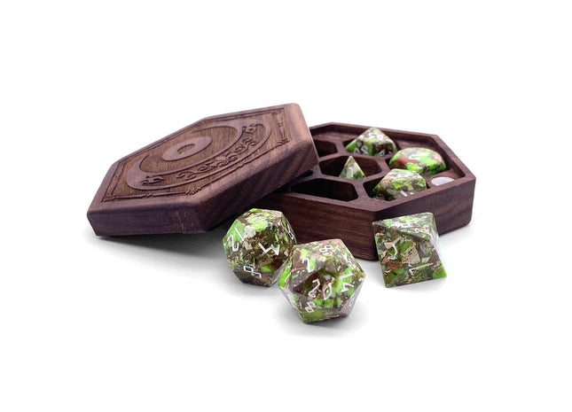 Gamers Guild AZ Norse Foundry Norse Foundry TruStone Dice - 7-Piece Set - Lime Green Imperial Jasper Norse Foundry
