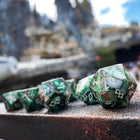 Gamers Guild AZ Norse Foundry Norse Foundry TruStone Dice - 7-Piece Set - Pyrite Green Imperial Jasper Norse Foundry
