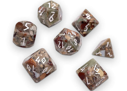 Gamers Guild AZ Norse Foundry Norse Foundry TruStone Dice - 7-Piece Set - Snake Skin Imperial Jasper Norse Foundry