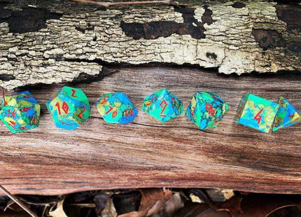 Gamers Guild AZ Norse Foundry Norse Foundry TruStone Dice - 7-Piece Set - Tri Color Turquoise Norse Foundry