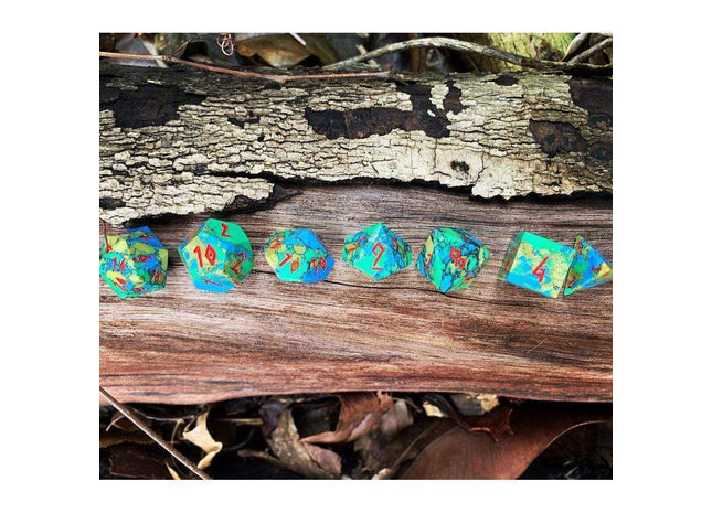 Gamers Guild AZ Norse Foundry Norse Foundry TruStone Dice - 7-Piece Set - Tri Color Turquoise Norse Foundry