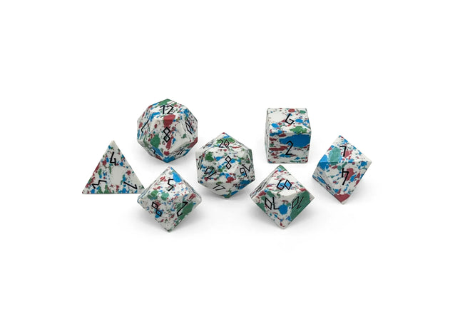 Gamers Guild AZ Norse Foundry Norse Foundry: TruStone Dice - Red, Green, Blue, and White Turquoise (7pc Set) Norse Foundry