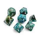 Gamers Guild AZ Norse Foundry Norse Foundry: Turquoise Blue Coral Fossil - 7 Piece RPG Set Gemstone Dice Norse Foundry