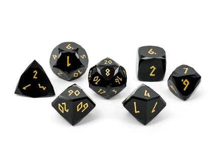Gamers Guild AZ Norse Foundry Norse Foundry: Wondrous Cut Dice - Black Obsidian with Gold (7pc Set) Norse Foundry