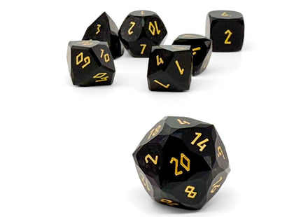 Gamers Guild AZ Norse Foundry Norse Foundry: Wondrous Cut Dice - Black Obsidian with Gold (7pc Set) Norse Foundry