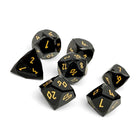 Gamers Guild AZ Norse Foundry Norse Foundry: Wondrous Cut Dice - Black Obsidian with Gold (7pc Set) Norse Foundry