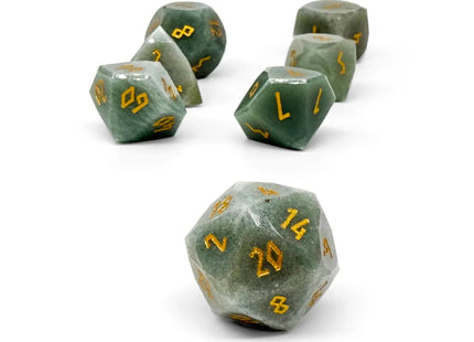 Gamers Guild AZ Norse Foundry Norse Foundry: Wondrous Cut Dice - Green Aventurine with Gold (7pc Set) Norse Foundry