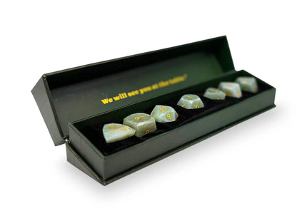 Gamers Guild AZ Norse Foundry Norse Foundry: Wondrous Cut Dice - Green Aventurine with Gold (7pc Set) Norse Foundry