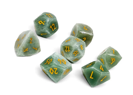 Gamers Guild AZ Norse Foundry Norse Foundry: Wondrous Cut Dice - Green Aventurine with Gold (7pc Set) Norse Foundry