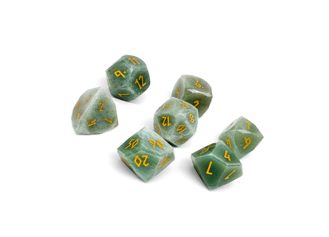 Gamers Guild AZ Norse Foundry Norse Foundry: Wondrous Cut Dice - Green Aventurine with Gold (7pc Set) Norse Foundry