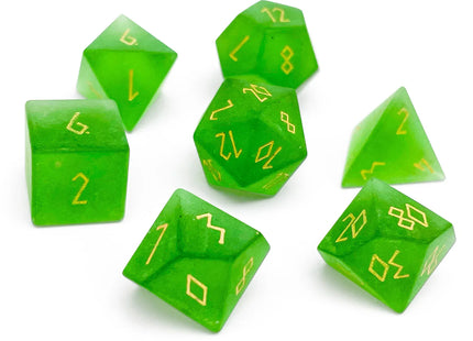Gamers Guild AZ Norse Foundry Norse Foundry: Zircon Glass Dice - Frosted Emerald Gold (7pc Set) Norse Foundry