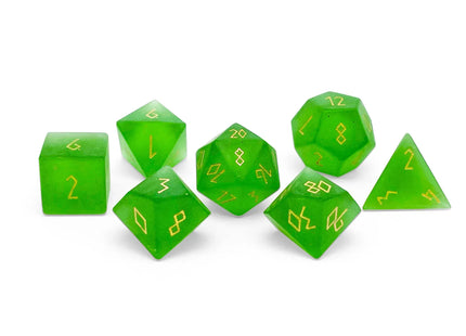 Gamers Guild AZ Norse Foundry Norse Foundry: Zircon Glass Dice - Frosted Emerald Gold (7pc Set) Norse Foundry