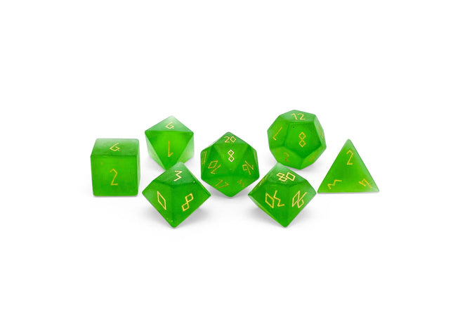 Gamers Guild AZ Norse Foundry Norse Foundry: Zircon Glass Dice - Frosted Emerald Gold (7pc Set) Norse Foundry
