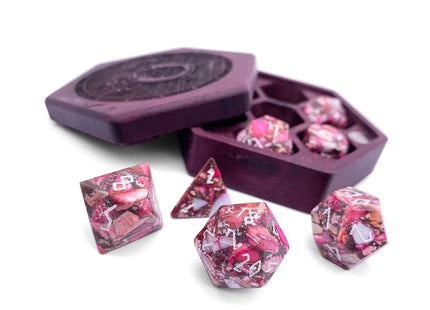 Gamers Guild AZ Norse Foundry Pyrite Red Imperial Jasper - 7 Piece Rpg Set Trustone Dice Norse Foundry