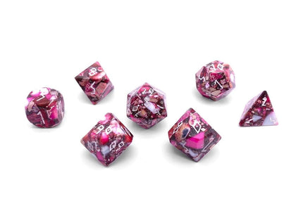 Gamers Guild AZ Norse Foundry Pyrite Red Imperial Jasper - 7 Piece Rpg Set Trustone Dice Norse Foundry