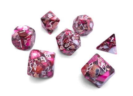 Gamers Guild AZ Norse Foundry Pyrite Red Imperial Jasper - 7 Piece Rpg Set Trustone Dice Norse Foundry