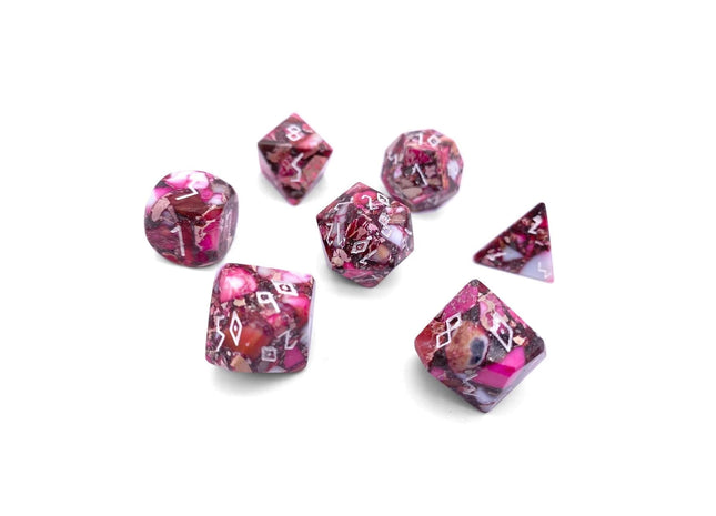 Gamers Guild AZ Norse Foundry Pyrite Red Imperial Jasper - 7 Piece Rpg Set Trustone Dice Norse Foundry