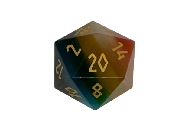 Gamers Guild AZ Norse Foundry Rainbow Cats Eye - Boulder 30mm Glass Dice Norse Foundry