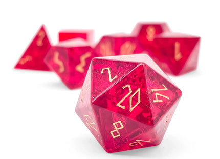 Gamers Guild AZ Norse Foundry Shattered Zircon Garnet - 7 Piece RPG Set Gemstone Dice Norse Foundry