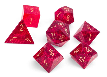 Gamers Guild AZ Norse Foundry Shattered Zircon Garnet - 7 Piece RPG Set Gemstone Dice Norse Foundry