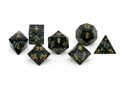 Gamers Guild AZ Norse Foundry Shattered Zircon Smoke - 7 Piece RPG Set Zircon Glass Dice Norse Foundry