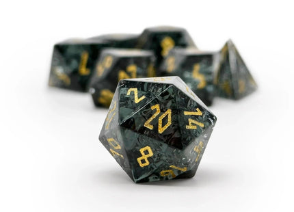 Gamers Guild AZ Norse Foundry Shattered Zircon Smoke - 7 Piece RPG Set Zircon Glass Dice Norse Foundry