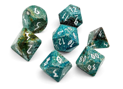 Gamers Guild AZ Norse Foundry Turquoise Blue Coral Fossil - 7 Piece RPG Set Gemstone Dice Norse Foundry