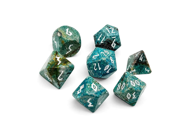 Gamers Guild AZ Norse Foundry Turquoise Blue Coral Fossil - 7 Piece RPG Set Gemstone Dice Norse Foundry