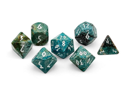 Gamers Guild AZ Norse Foundry Turquoise Blue Coral Fossil - 7 Piece RPG Set Gemstone Dice Norse Foundry