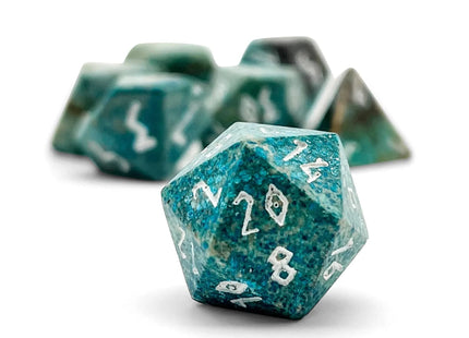 Gamers Guild AZ Norse Foundry Turquoise Blue Coral Fossil - 7 Piece RPG Set Gemstone Dice Norse Foundry