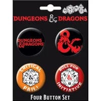 Gamers Guild AZ Novelties 4 Button Set: Dungeons & Dragons Set 1 Ata-Boy Inc