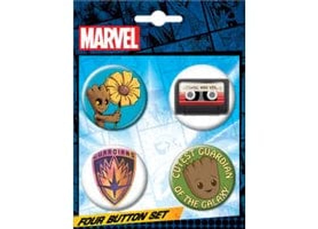 Gamers Guild AZ Novelties 4 Button Set: Marvel Groot Ata-Boy Inc