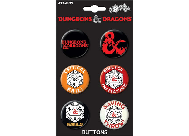 Gamers Guild AZ Novelties 6 Button Set: DnD Ata-Boy Inc