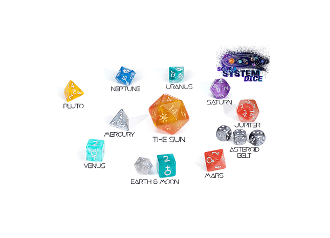 Gamers Guild AZ Novelties Gate Keeper Games: “Solar System Dice” Specialty 14-Die Dice Set Gate Keeper Games
