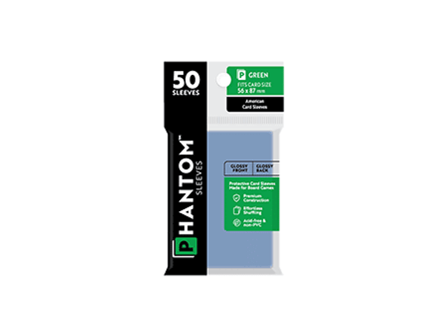 Gamers Guild AZ Phantom Sleeves Phantom Sleeves: Green Size - 50ct Sleeves (Glossy/Glossy) Capstone Games