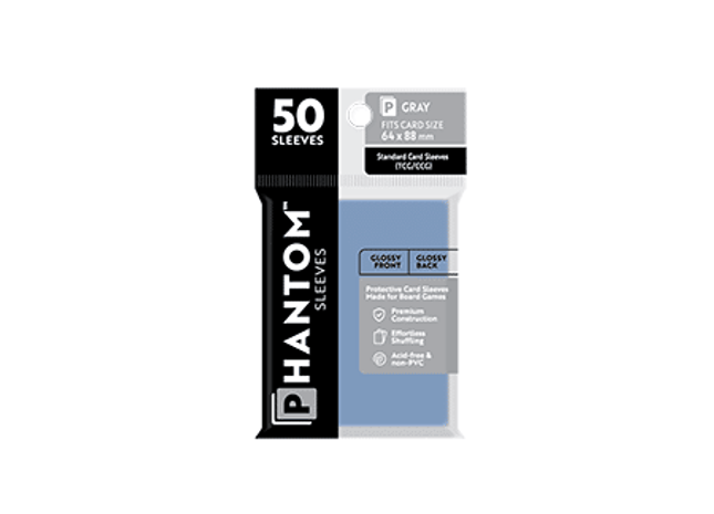 Gamers Guild AZ Phantom Sleeves Phantom Sleeves: Grey Size - 50ct Sleeves (Glossy/Matte) Capstone Games
