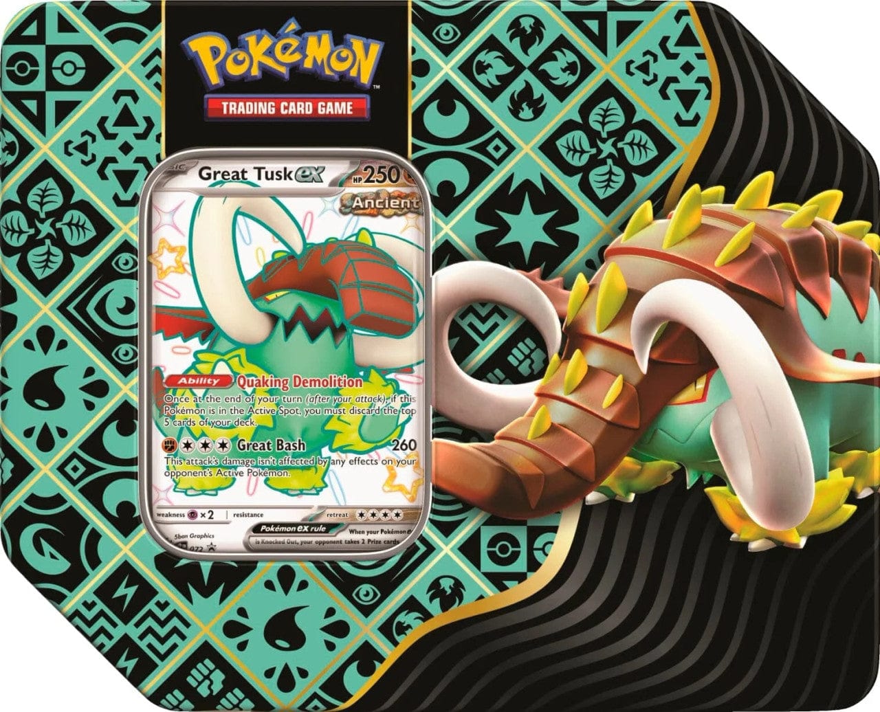 great tusk pokemon card Pokemon Paldean Fates Tin