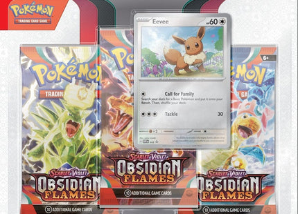 Gamers Guild AZ Pokemon Pokemon Scarlet and Violet 3 Obsidian Flames 3-Pack Blister - Eevee Pokemon